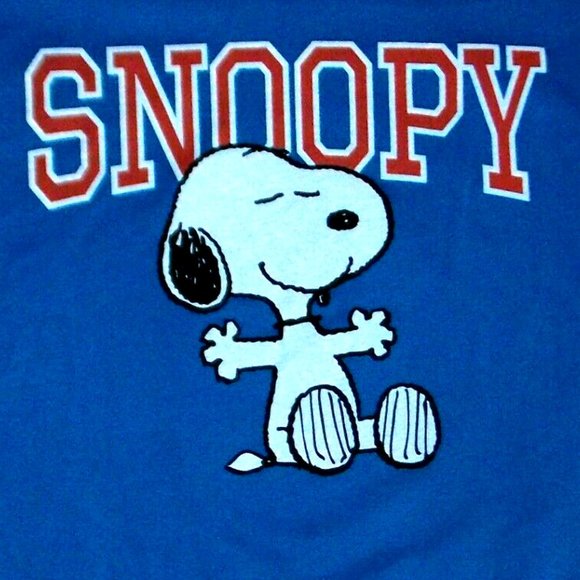 Licensed Snoopy Peanuts Tie-Front crop sweatshirt with big Snoopy S,M,L,XL,Blue - Picture 4 of 8